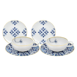 Vista Alegre 布魯諾飛越大西洋茶杯組+奶油盤-4入