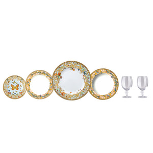 【新品】Versace 凡賽斯花園餐盤超值組-8入(加贈紅酒杯2入)