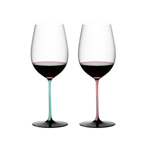 【居禮獨家】Riedel  時尚撞色Sommeliers Black Series Bordeaux 波爾多手工紅酒杯-粉紅薄荷綠限定款-2入