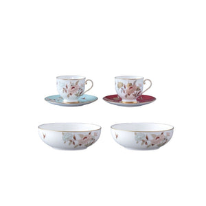 【新品】雅菊秋韻 茶杯紅+藍/藍+藍2入組(任選)+水果碟13cm2入