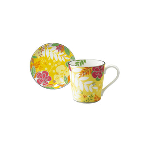 【新品】NARUMI 花漾樂園290ml馬克杯+12cm點心盤-黃