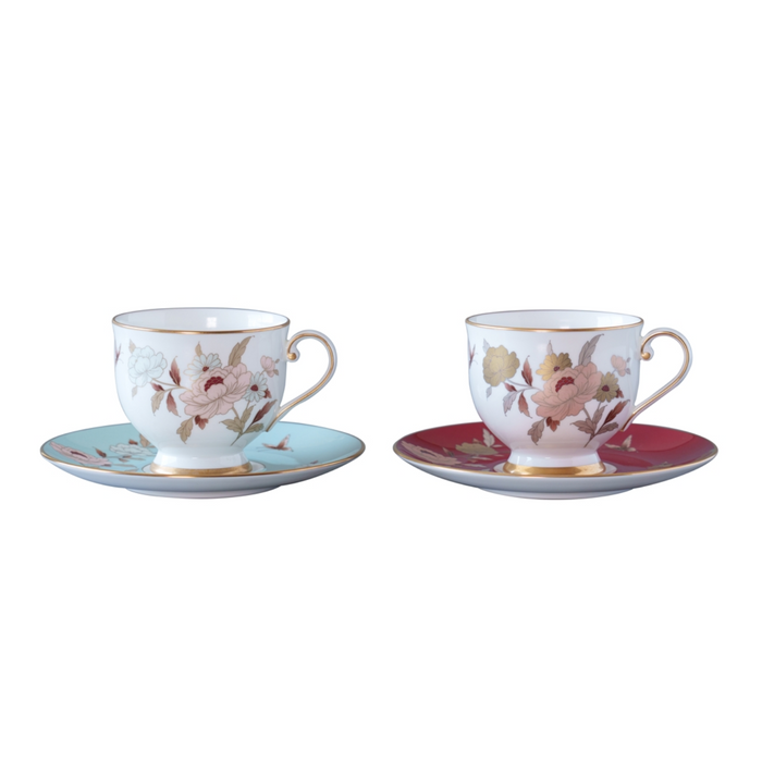 【新品】NARUMI 雅菊秋韻骨瓷茶杯2入組-紅+藍-240ml