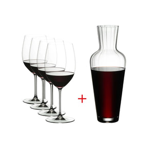RIEDEL Veritas 5件超值組-買Cabernet/Merlot 紅酒杯4入，送Mosel醒酒器1只