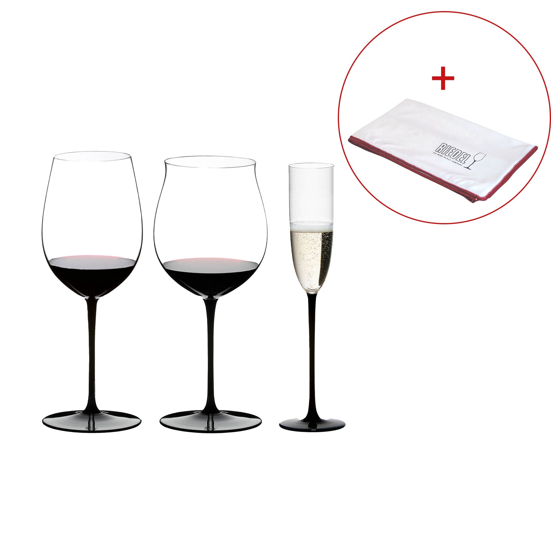 【官網獨家/任選】Riedel Sommeliers Black Series 黑梗黑底酒杯-1入(加贈原廠擦拭布)