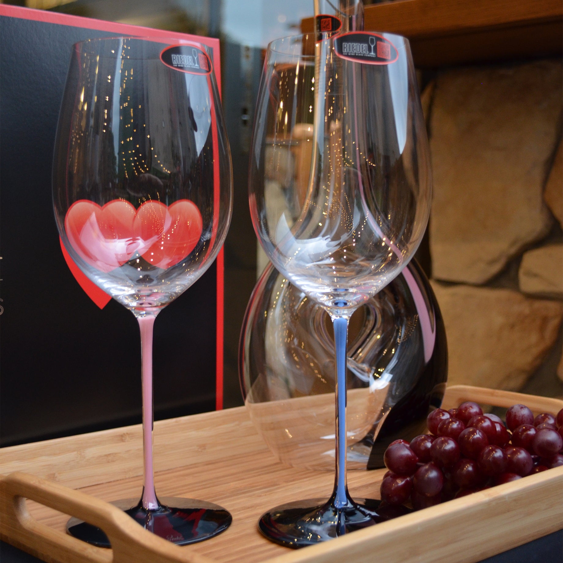 【居禮獨家】Riedel  Sommeliers Black Series Bordeaux 波爾多手工紅酒杯-粉紅天藍限定款-2入(加贈原廠擦拭布)