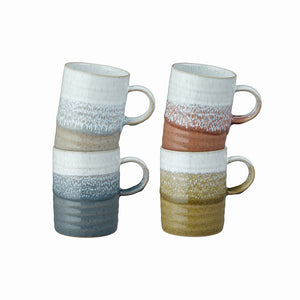 Denby 曜日漸層4色馬克杯(茶棕+紅褐+灰杏+岩藍)