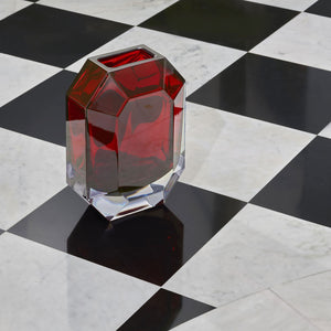 Baccarat Octogone 八角鑽型花瓶-紅-25cm