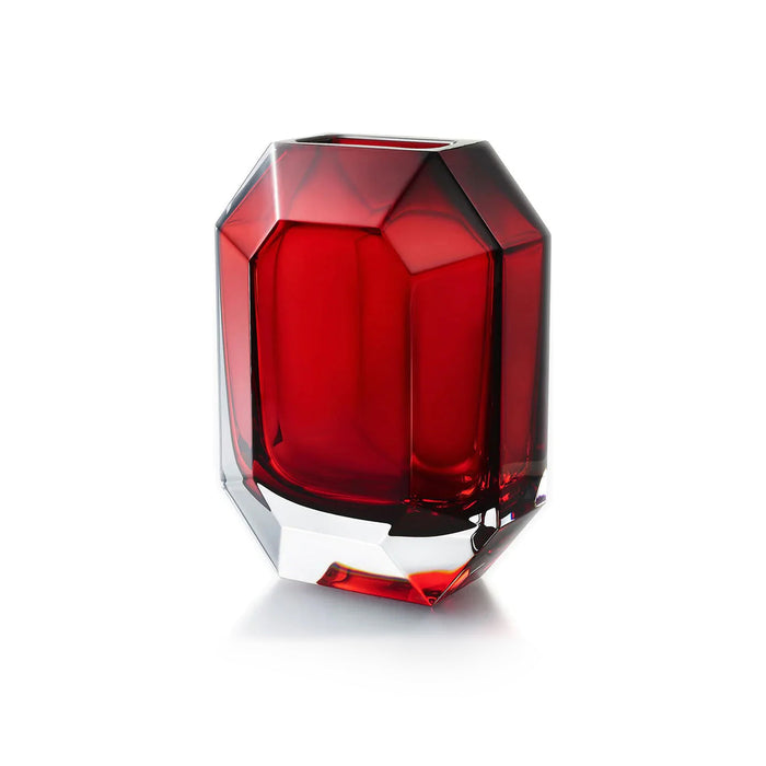 Baccarat Octogone 八角鑽型花瓶-紅-25cm