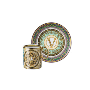 Versace 奢華馬賽克馬克杯+點心盤