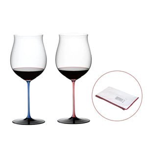 【居禮獨家】Riedel  Sommeliers Black Series Burgundy 勃根地手工紅酒杯-粉紅天藍限定款-2入(加贈原廠擦拭布)