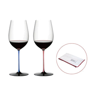 【居禮獨家】Riedel  Sommeliers Black Series Bordeaux 波爾多手工紅酒杯-粉紅天藍限定款-2入(加贈原廠擦拭布)