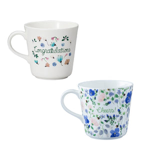 【新品/週年慶官網獨家】NARUMI Anna Emilia 祝福之語骨瓷馬克杯對杯-Cheers+Congratulations-340ml