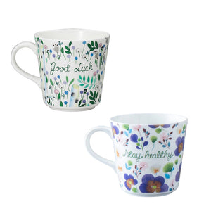 【週年慶官網獨家】NARUMI Anna Emilia 祝福之語骨瓷馬克杯對杯-Good Luck+Stay Healthy-340ml