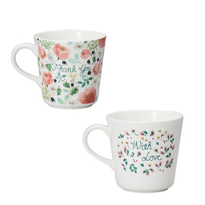 【週年慶官網獨家】NARUMI Anna Emilia 祝福之語骨瓷馬克杯對杯-With Love+Thank You-340ml