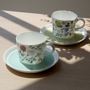 NARUMI Anna Emilia 設計師系列骨瓷茶杯組-2入+點心盤-2入