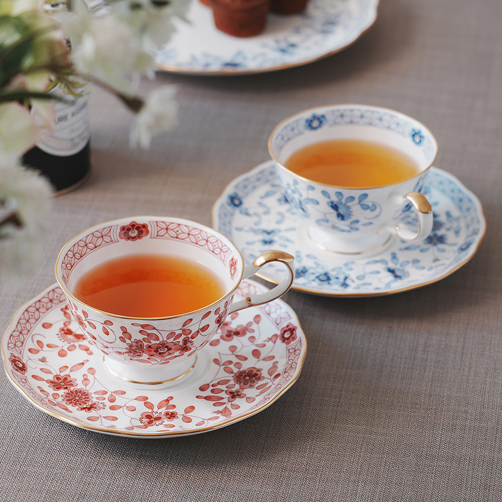 【新品】NARUMI 米蘭骨瓷茶杯2入組-紅+藍-210ml