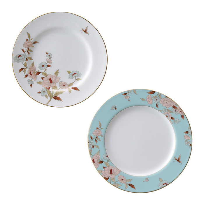 【新品/週年慶官網獨家組合】NARUMI 雅菊秋韻骨瓷盤子-白19cm+藍23cm