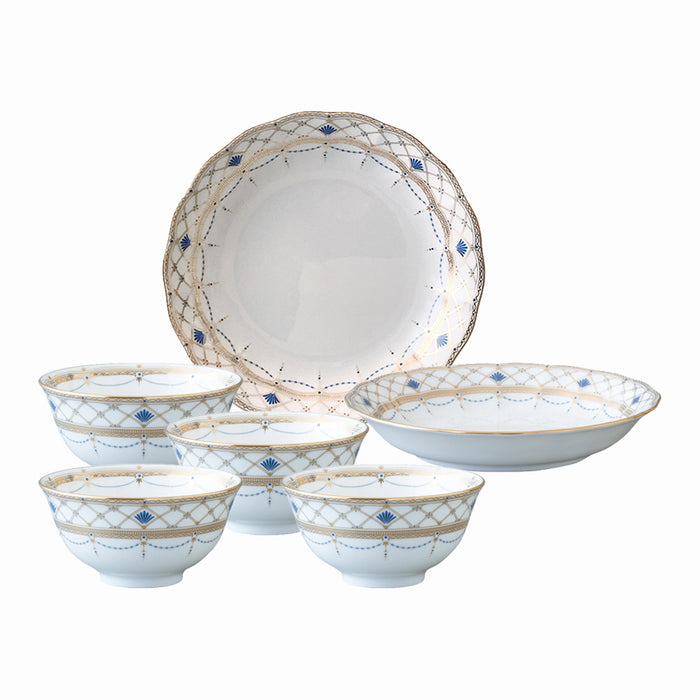 【新品】NARUMI 東京物語4入骨瓷飯碗+2入深盤-19cm