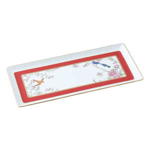 NARUMI 女王花園骨瓷矩形盤-紅-35cm