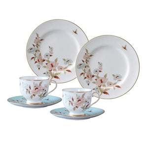 【新品】NARUMI 雅菊秋韻骨瓷藍色茶杯組+19cm盤子-4入