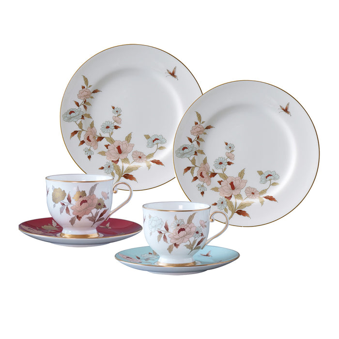 【新品】NARUMI 雅菊秋韻骨瓷藍+紅茶杯組+19cm盤子-4入