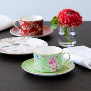 NARUMI 女王花園骨瓷雙人茶杯點心盤組