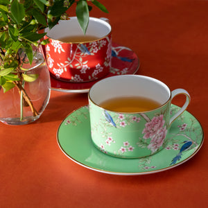 NARUMI 女王花園骨瓷雙人茶杯點心盤組