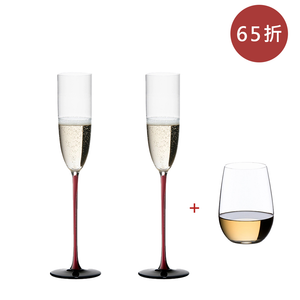 【組合限時65折】Riedel Sommeliers Black Series Sparkling 手工氣泡酒杯-紅梗黑底-2入(再贈O to Go白酒杯1入)