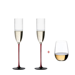 Riedel Sommeliers Black Series Sparkling 手工氣泡酒杯-紅梗黑底-2入(再贈O to Go白酒杯1入)