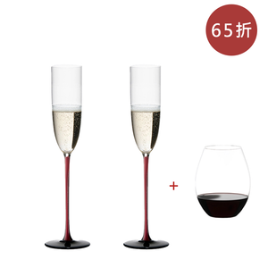 【組合限時65折】Riedel Sommeliers Black Series Sparkling 手工氣泡酒杯-紅梗黑底-2入(再贈O to Go紅酒杯1入)