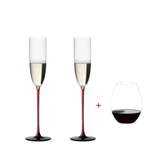 Riedel Sommeliers Black Series Sparkling 手工氣泡酒杯-紅梗黑底-2入(再贈O to Go紅酒杯1入)