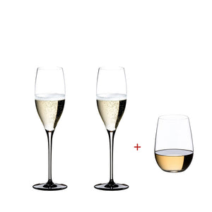 Riedel Sommeliers Black Tie Vintage 年份手工香檳杯-黑底-2入(再贈O to Go白酒杯1入)