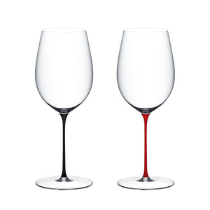 【新品】RIEDEL Superleggero Bordeaux波爾多機製紅酒杯-霧黑+霧紅梗對杯-2入