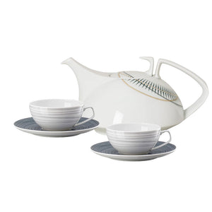 【居家午茶組】Rosenthal TAC藝趣茶壺(600ml)+TAC條紋2.0茶杯組(240ml)-3入