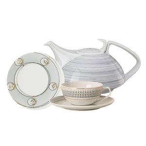【新品/居家午茶組】Rosenthal TAC條紋2.0茶壺+藝趣-16cm點心盤+240ml茶杯組