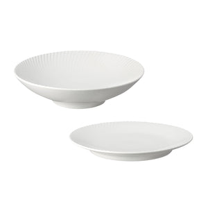 【官網獨家】Denby 摩登幾何麵糰碗+點心盤-白-23cm