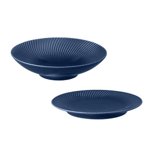 【官網獨家】Denby 摩登幾何麵糰碗+點心盤-藍-23cm