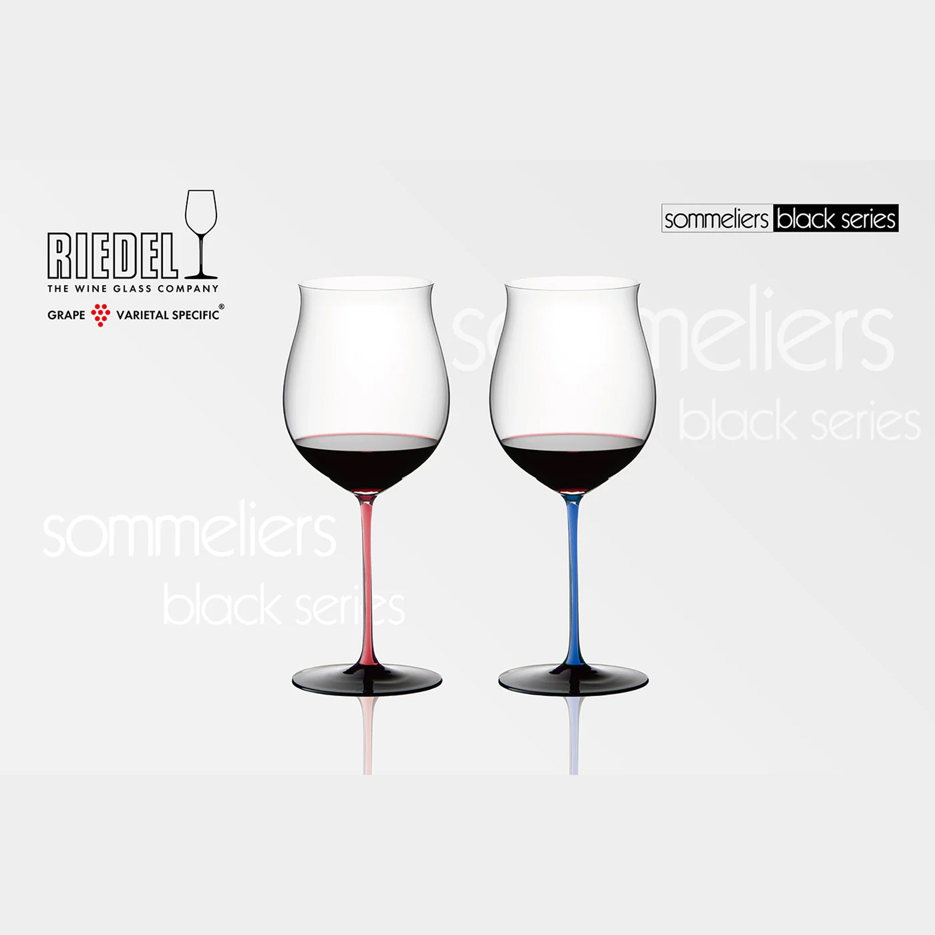 【居禮獨家】Riedel  Sommeliers Black Series Burgundy 勃根地手工紅酒杯-粉紅天藍限定款-2入(加贈原廠擦拭布)