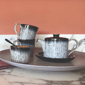Denby 光環茶壺+茶杯/咖啡杯組禮盒-2入+點心盤-2入