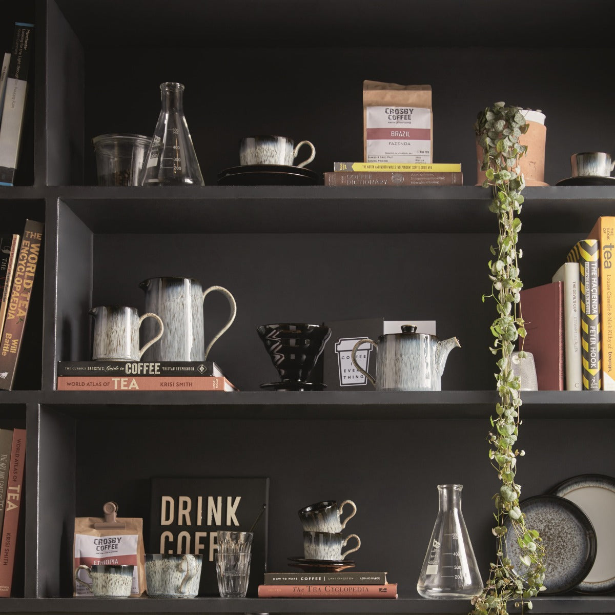 Denby 光環茶壺+茶杯/咖啡杯組-2入+點心盤-2入